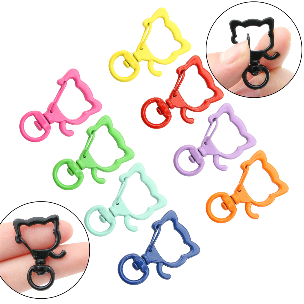 Móc Khóa Hình Mèo Phun Sơn Màu Dễ Thương 21X34mm DIY