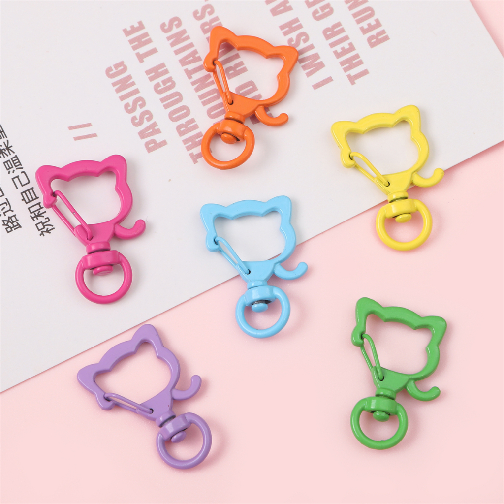 Móc Khóa Hình Mèo Phun Sơn Màu Dễ Thương 21X34mm DIY