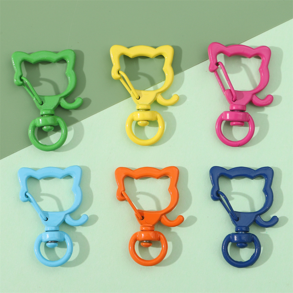 Móc Khóa Hình Mèo Phun Sơn Màu Dễ Thương 21X34mm DIY