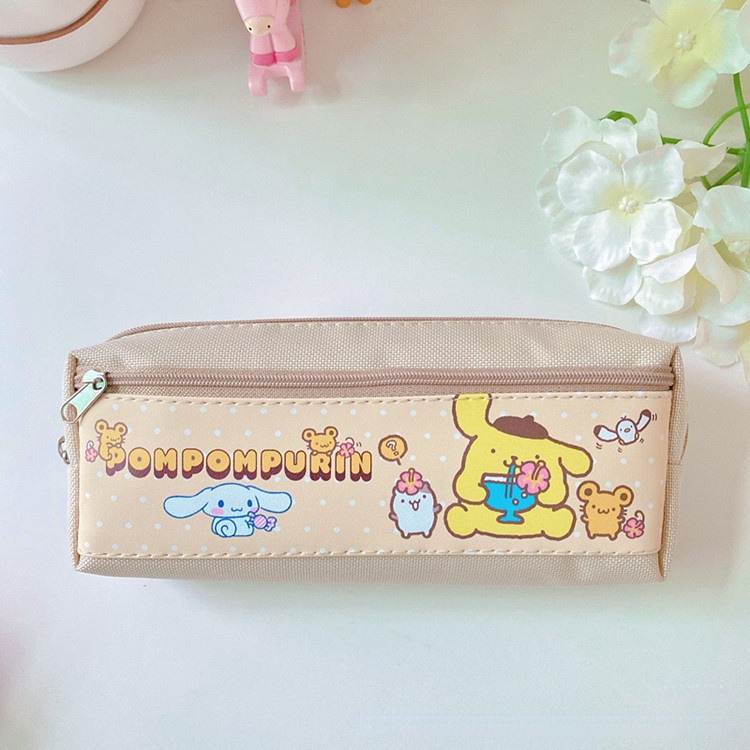 Túi Đựng Bút Chì Hai Ngăn Sức Chứa Lớn Họa Tiết Hoạt Hình Sanrio Có Khóa Kéo Cho Bé