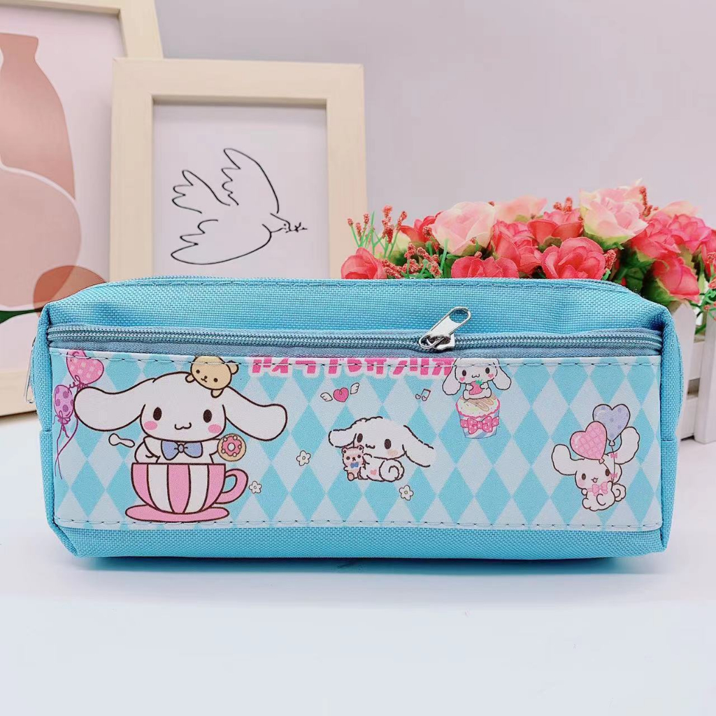 Túi Đựng Bút Chì Hai Ngăn Sức Chứa Lớn Họa Tiết Hoạt Hình Sanrio Có Khóa Kéo Cho Bé
