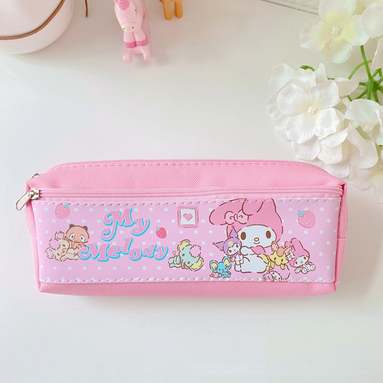 Túi Đựng Bút Chì Hai Ngăn Sức Chứa Lớn Họa Tiết Hoạt Hình Sanrio Có Khóa Kéo Cho Bé