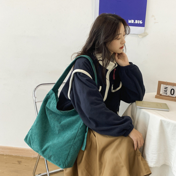 Deere Jack Túi tote Đeo Vai Bằng Vải Nhung Kích Thước Lớn Phong Cách Hàn Quốc Cho Nữ