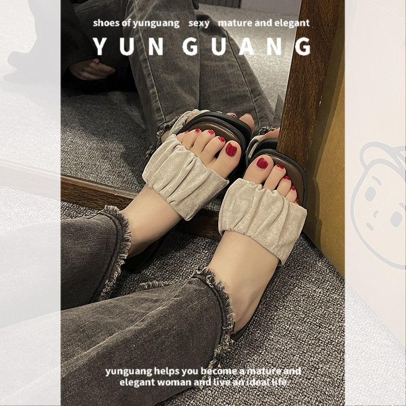 Yunguang Dép Sandal Đế Phẳng Thời Trang Đi Du Lịch Cho Nữ