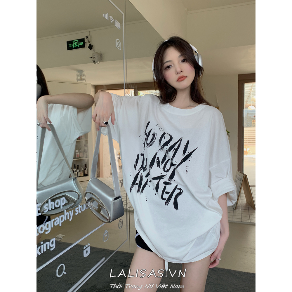 Áo Thun Nữ Ngắn Tay In Chữ LALISAS niche Cá Tính