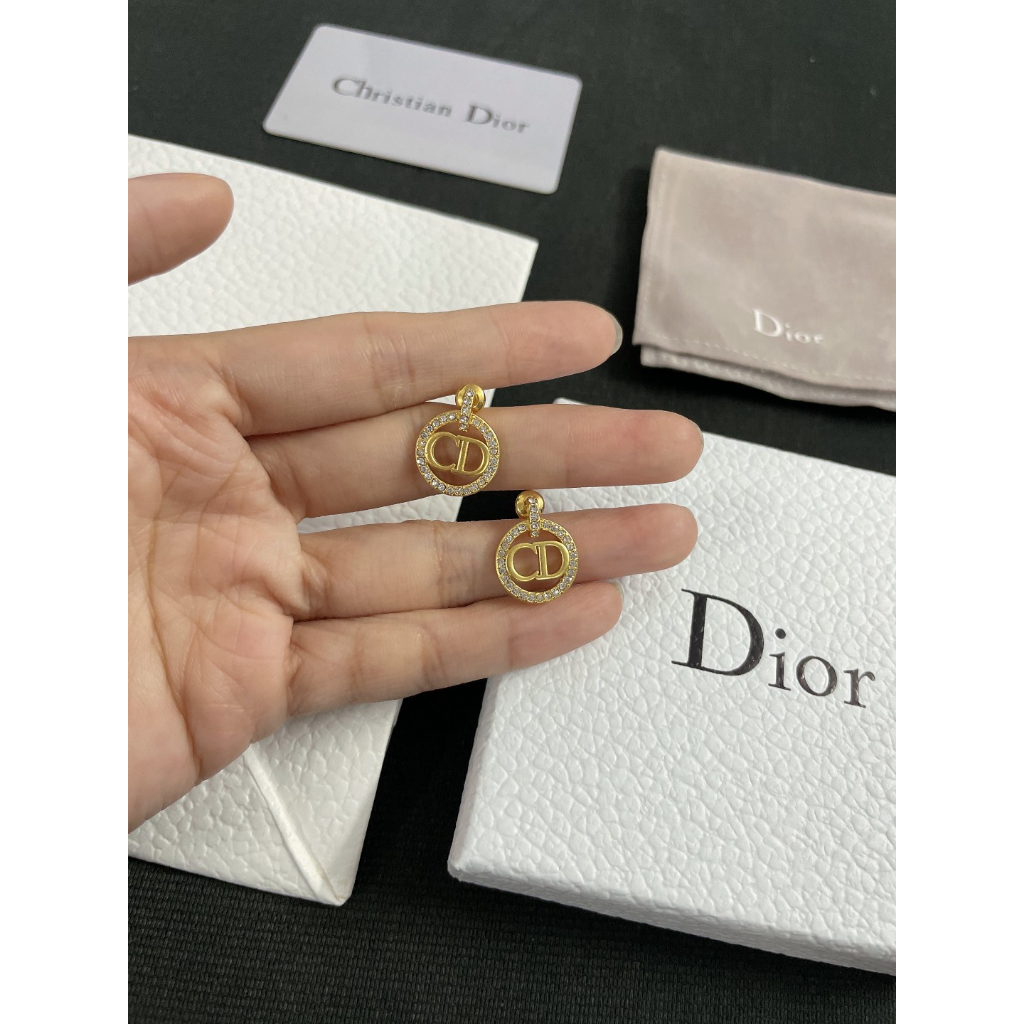 Bông Tai Mạ Bạc 925 Hình Tròn Đính Kim Cương Toàn Diện Kiểu Dáng Đơn Giản Thời Trang