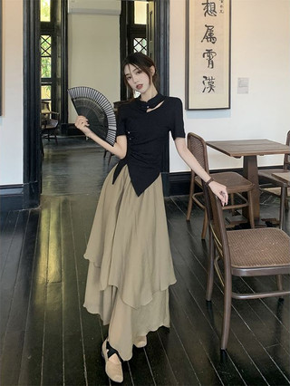 Áo thun SUGEMIUSI ngắn tay chất liệu cao cấp phong cách retro thời trang tinh tế cho nữ