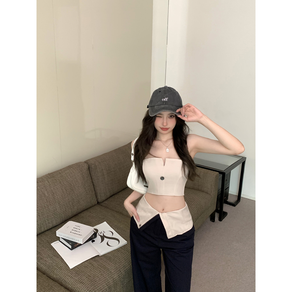 Cocory vn Áo Bra / Quần Dài Lưng Cao Dáng Rộng Thời Trang Mùa Hè Dành Cho Nữ