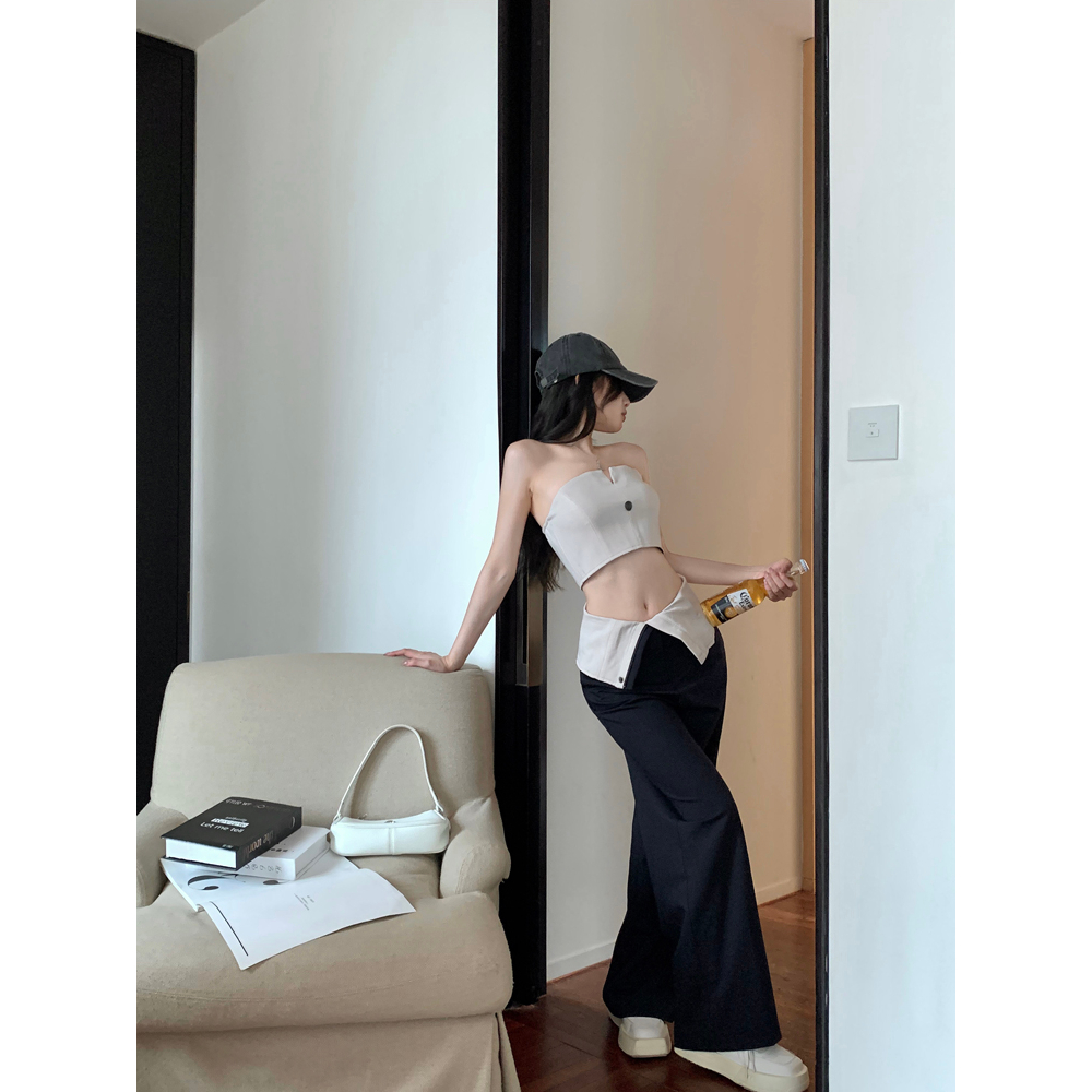 Cocory vn Áo Bra / Quần Dài Lưng Cao Dáng Rộng Thời Trang Mùa Hè Dành Cho Nữ