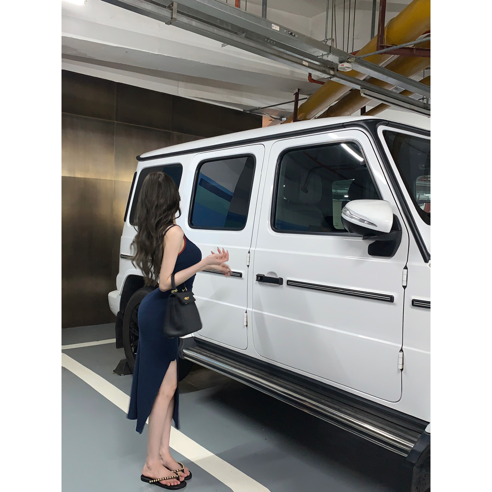 Cocory vn Đầm Ôm Hai Dây Màu Sắc Tương Phản Quyến Rũ Dành Cho Nữ