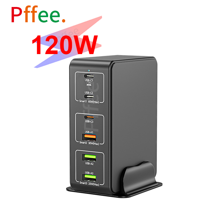 Trạm Sạc Nhanh 120W 6 Cổng USB Type C 65W Cho Điện Thoại / Máy Tính Bảng / Laptop