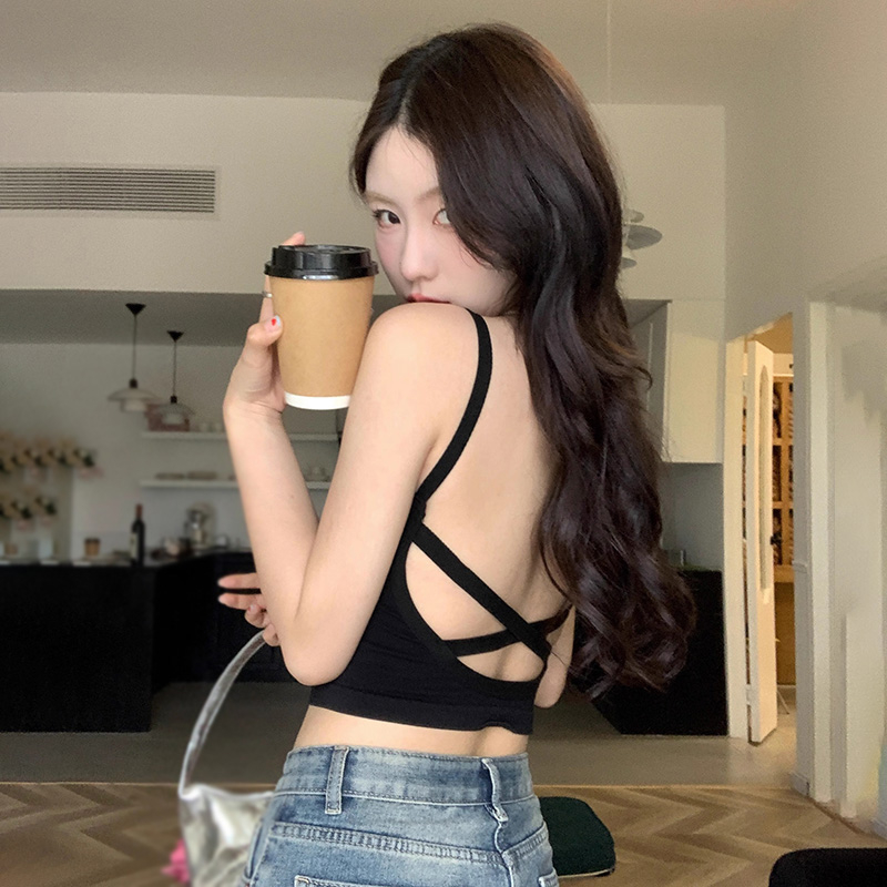 Áo Croptop Sát Nách Hở Lưng Màu Sắc Ngọt Ngào Quyến Rũ Cho Nữ