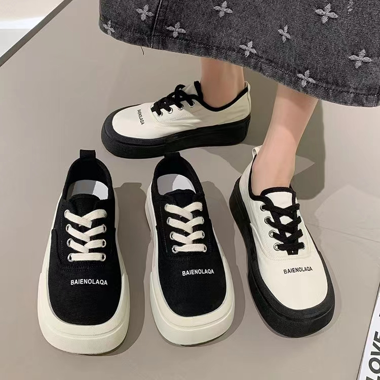 Giày Thể Thao Vải Bạt Đế Dày Phẳng Cột Dây Mũi Tròn Phong Cách Nhật Bản Thời Trang Mùa Hè Cho Nữ