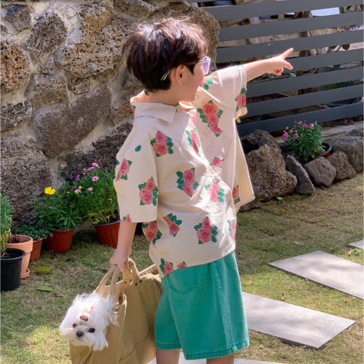 Đầm Hoa Mẫu Đơn Dáng Rộng Tay Phồng Kiểu Công Chúa Xinh Xắn Cho Bé Gái