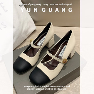 Giày Búp Bê Gót Vuông Màu Trắng Phong Cách Pháp Thanh Lịch Dễ Phối Đồ Cho Nữ