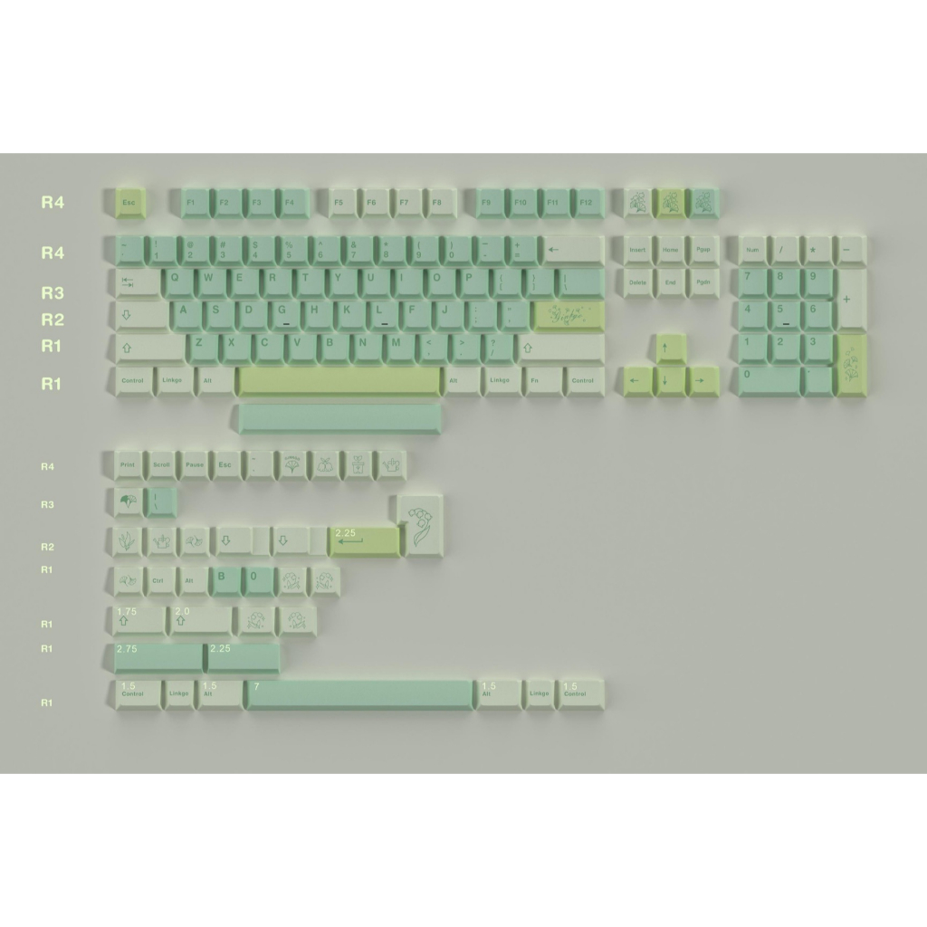 143 Phím bạch quả Keycaps MDA/Cherry  61/64/68/75/84/87/104/108 Dễ Thương PBT Dye Sub Bàn Phím Cơ Keycap
