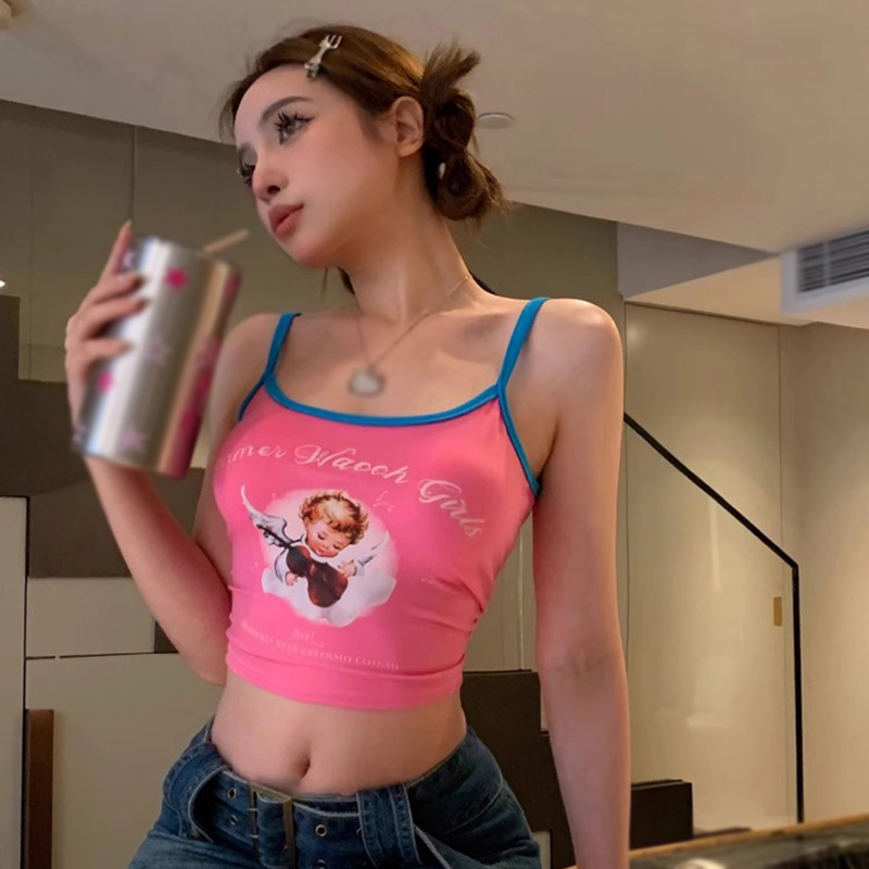 Áo Croptop Sát Nách Hoạ Tiết In Thời Trang Mùa Hè Cho Phái Nữ