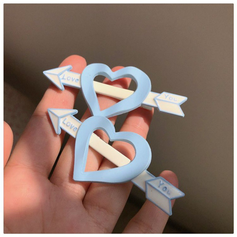 Kẹp Tóc Hình Mũi Tên Xuyên Qua Trái Tim ins Nhật Bản Và Hàn Quốc Màu Xanh Dương Cho Học Sinh