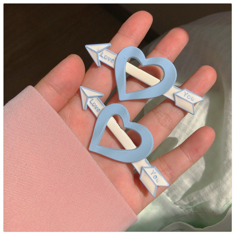 Kẹp Tóc Hình Mũi Tên Xuyên Qua Trái Tim ins Nhật Bản Và Hàn Quốc Màu Xanh Dương Cho Học Sinh