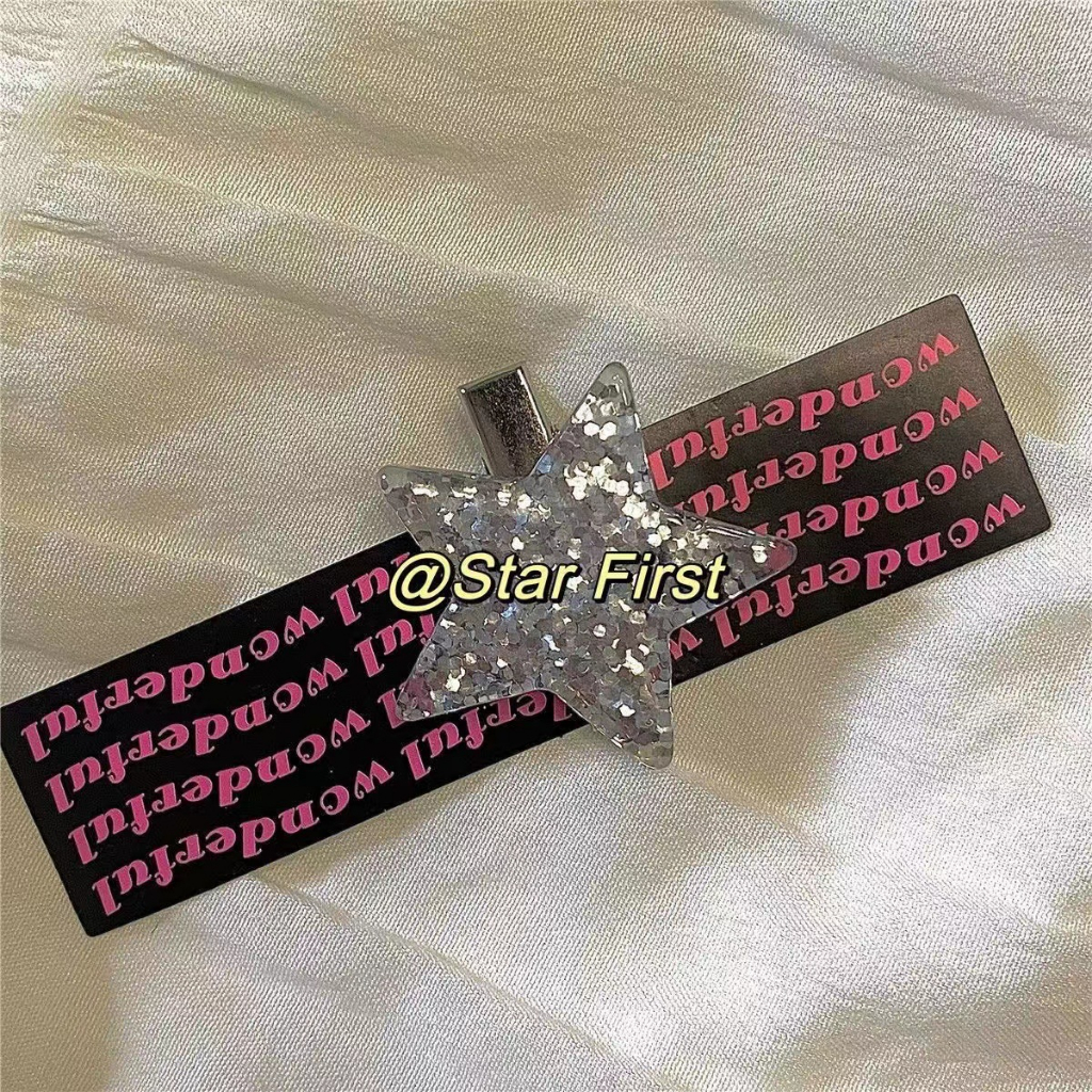 Y2k Kẹp Tóc Mái Ngang Màu Vàng / Bạc Hình Ngôi Sao Ngọt Ngào Phong Cách ins