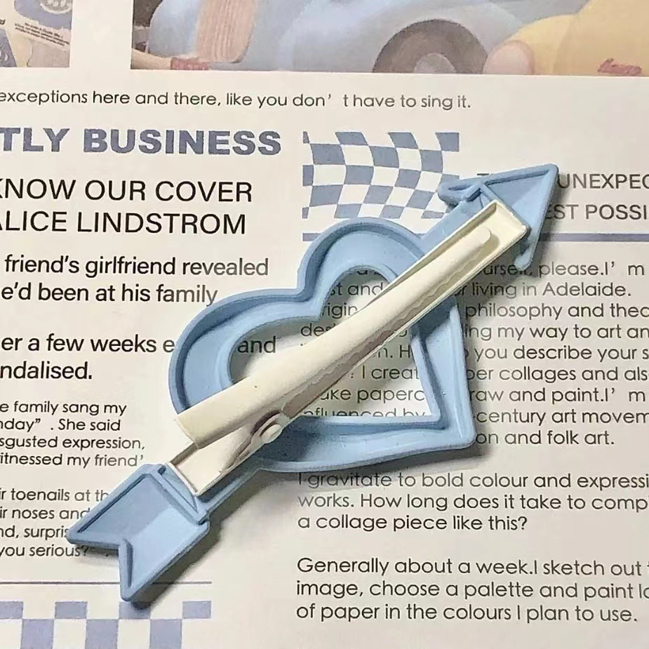 Kẹp Tóc Hình Mũi Tên Xuyên Qua Trái Tim ins Nhật Bản Và Hàn Quốc Màu Xanh Dương Cho Học Sinh