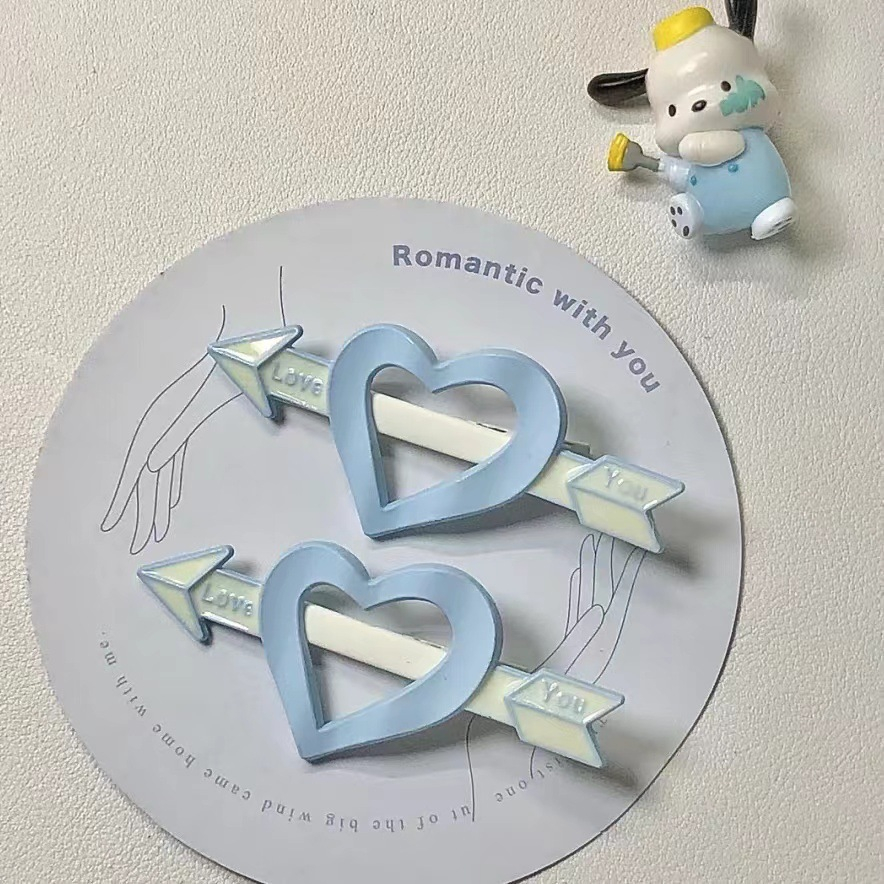 Kẹp Tóc Hình Mũi Tên Xuyên Qua Trái Tim ins Nhật Bản Và Hàn Quốc Màu Xanh Dương Cho Học Sinh