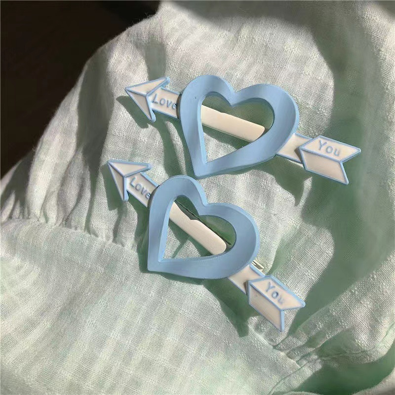 Kẹp Tóc Hình Mũi Tên Xuyên Qua Trái Tim ins Nhật Bản Và Hàn Quốc Màu Xanh Dương Cho Học Sinh