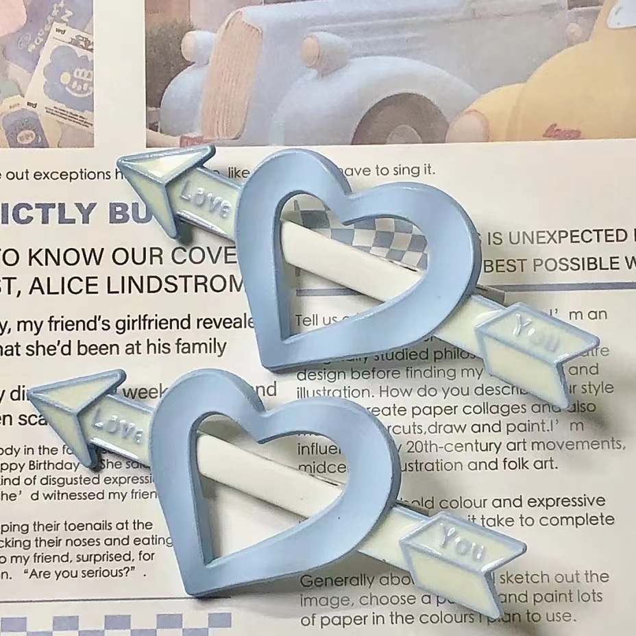 Kẹp Tóc Hình Mũi Tên Xuyên Qua Trái Tim ins Nhật Bản Và Hàn Quốc Màu Xanh Dương Cho Học Sinh