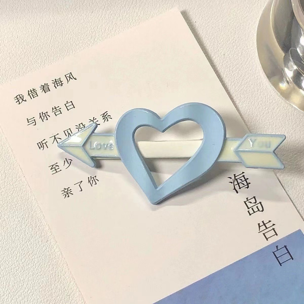 Kẹp Tóc Hình Mũi Tên Xuyên Qua Trái Tim ins Nhật Bản Và Hàn Quốc Màu Xanh Dương Cho Học Sinh