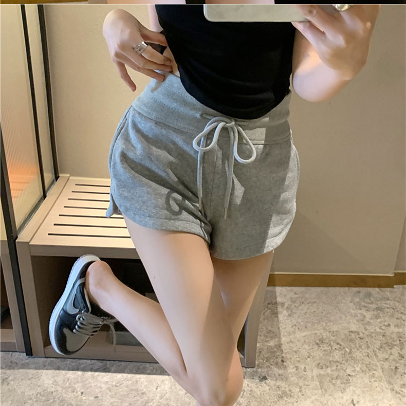 Quần Dài Lưng Cao Kiểu Dây Rút Màu Xám Mới Cho Nữ