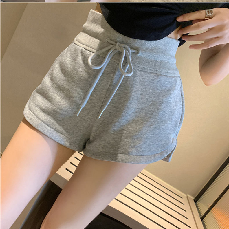 Quần Dài Lưng Cao Kiểu Dây Rút Màu Xám Mới Cho Nữ
