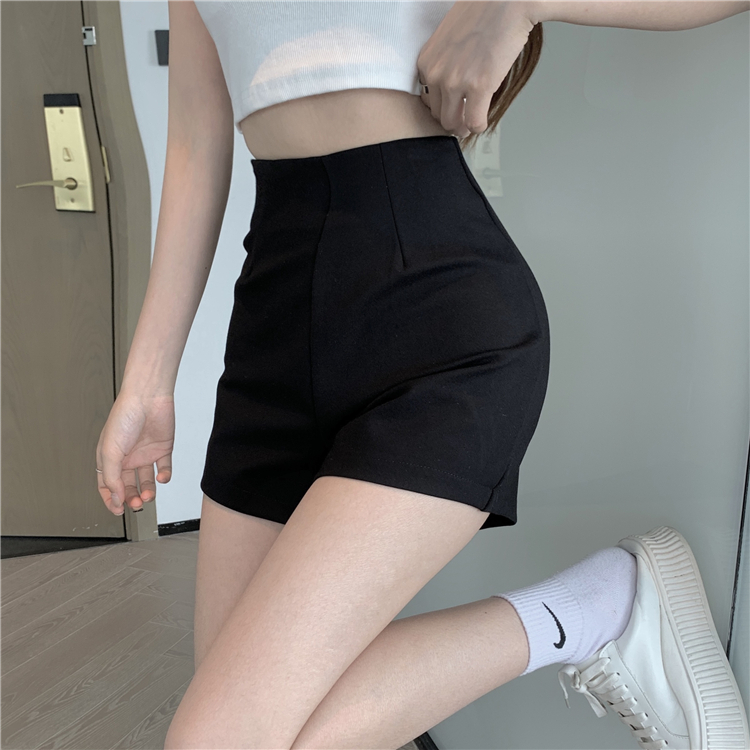 Lalisas Quần Short Ôm Hông Lưng Cao Co Giãn Màu Đen Thời Trang Quyến Rũ Nóng Bỏng Cho Nữ