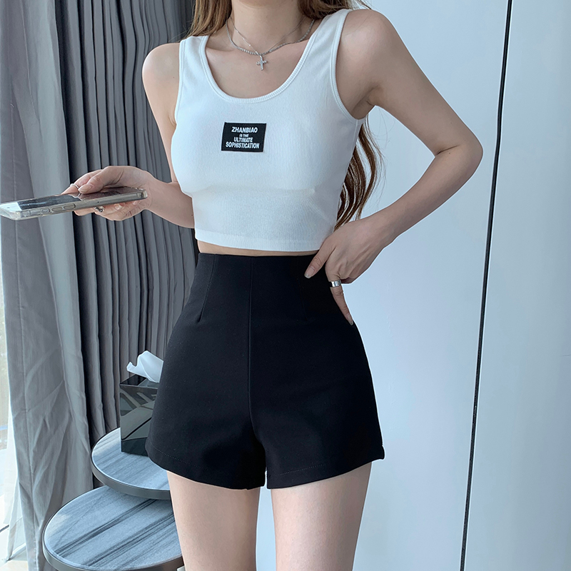 Lalisas Quần Short Ôm Hông Lưng Cao Co Giãn Màu Đen Thời Trang Quyến Rũ Nóng Bỏng Cho Nữ