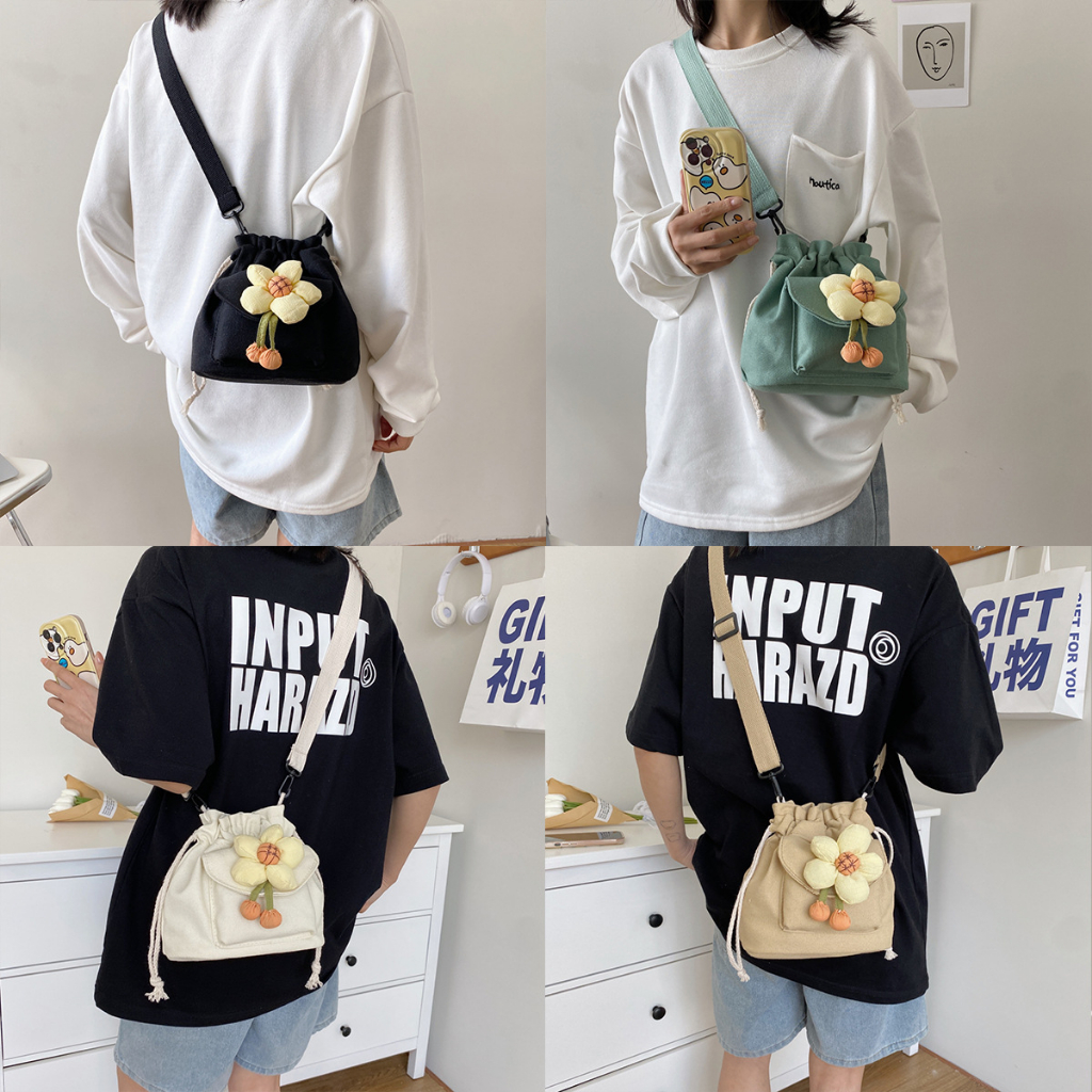 Túi canvas Dây Rút Mini Phong Cách Hàn Quốc Dễ Thương