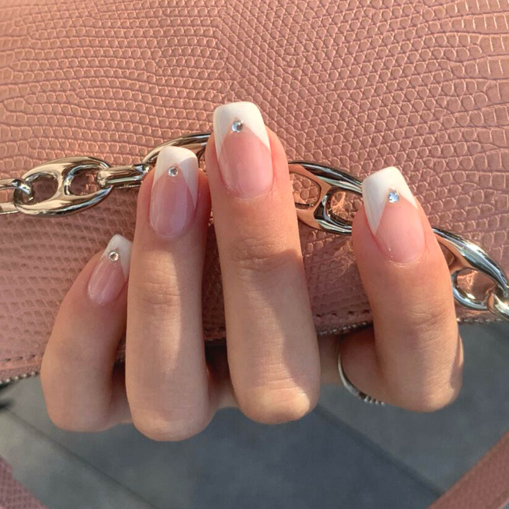 YADORNOS Bộ 24 Móng Tay Giả Kiểu Pháp Đơn Giản