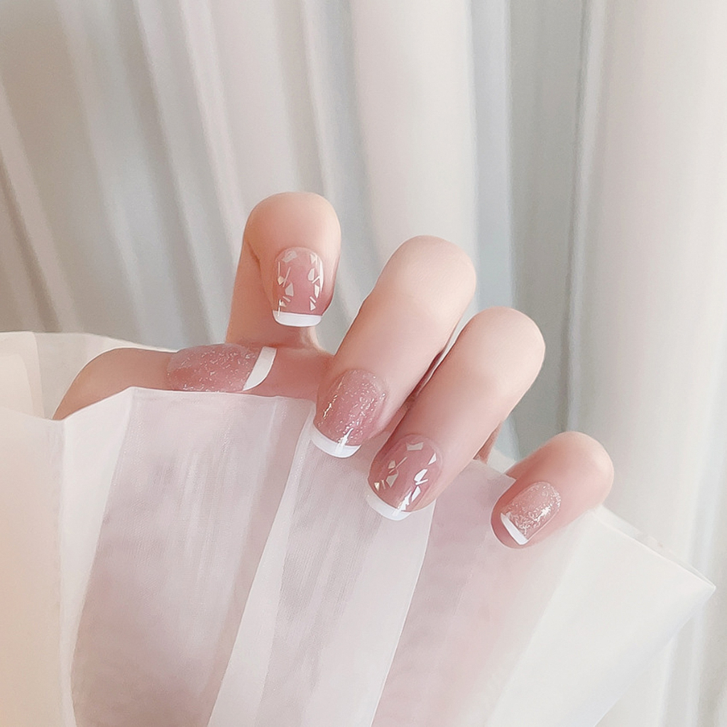 YADORNOS Bộ 24 Móng Tay Giả Kiểu Pháp Đơn Giản