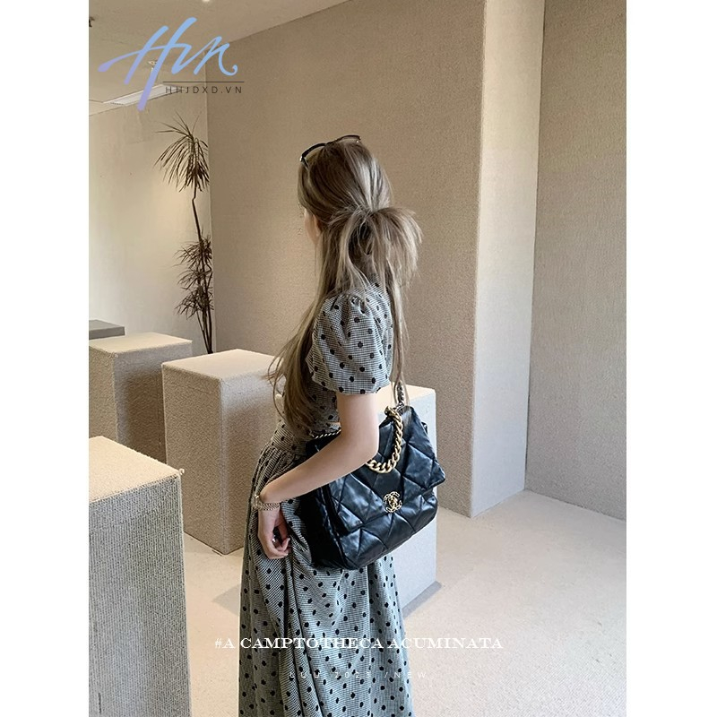Đầm Dáng Ôm Họa Tiết Chấm Bi Thời Trang Mùa Hè Pháp Cho Nữ