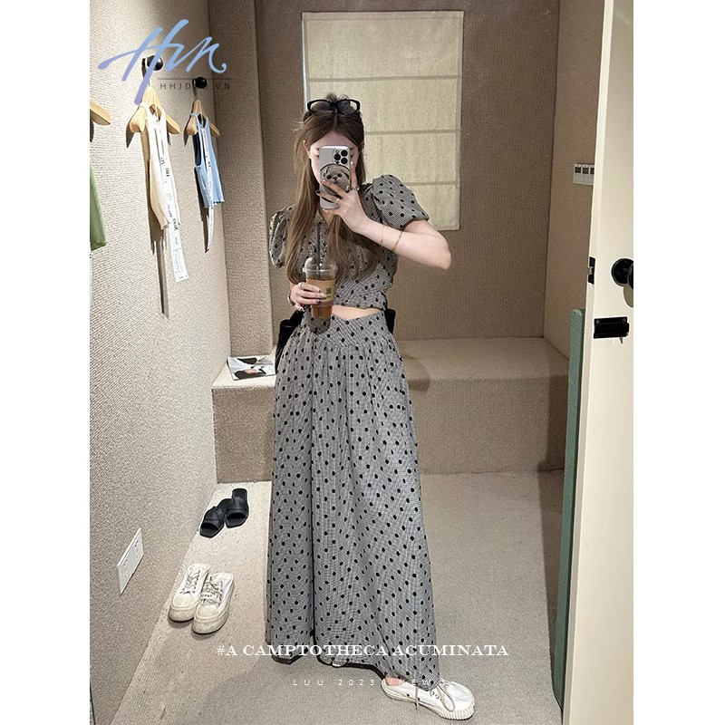 Đầm Dáng Ôm Họa Tiết Chấm Bi Thời Trang Mùa Hè Pháp Cho Nữ