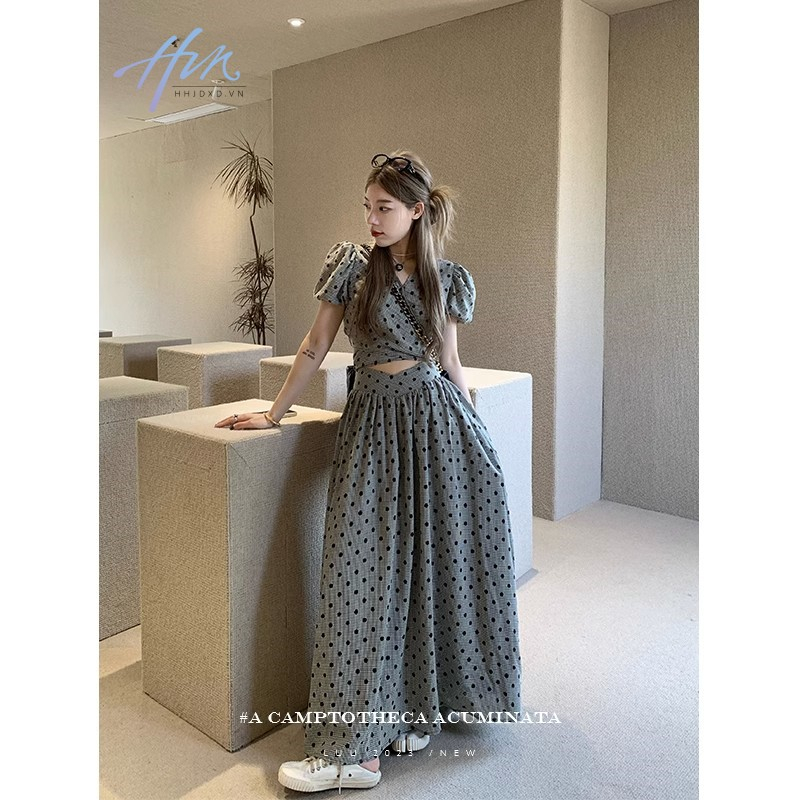 Đầm Dáng Ôm Họa Tiết Chấm Bi Thời Trang Mùa Hè Pháp Cho Nữ