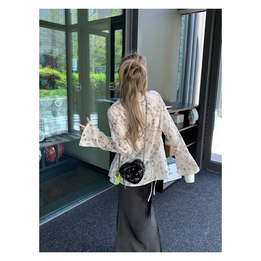 Áo Kiểu Tay Dài Chống Nắng Bằng Lụa Lạnh Cao Cấp In Họa Tiết Hoa Phong Cách Trung Quốc Mới Cho Nữ