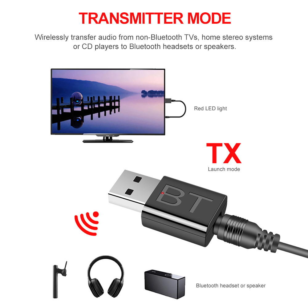 Usb Nhận Tín Hiệu Âm Thanh bluetooth 5.0 rca usb 3.5mm Cho tv / pc / Xe Hơi