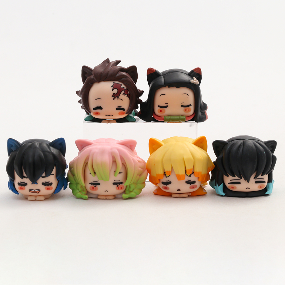 Set 6 Mô Hình Mô Phỏng Nhân Vật Phim Hoạt Hình Demon Slayer Bằng PVC