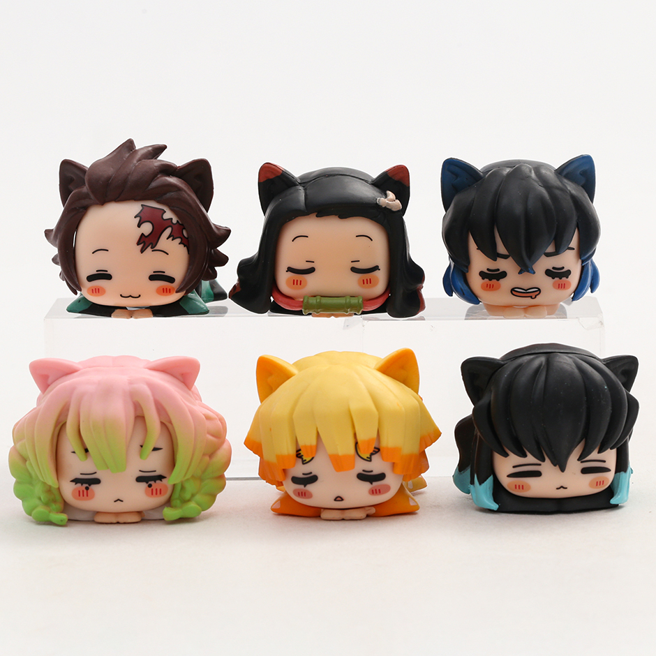 Set 6 Mô Hình Mô Phỏng Nhân Vật Phim Hoạt Hình Demon Slayer Bằng PVC