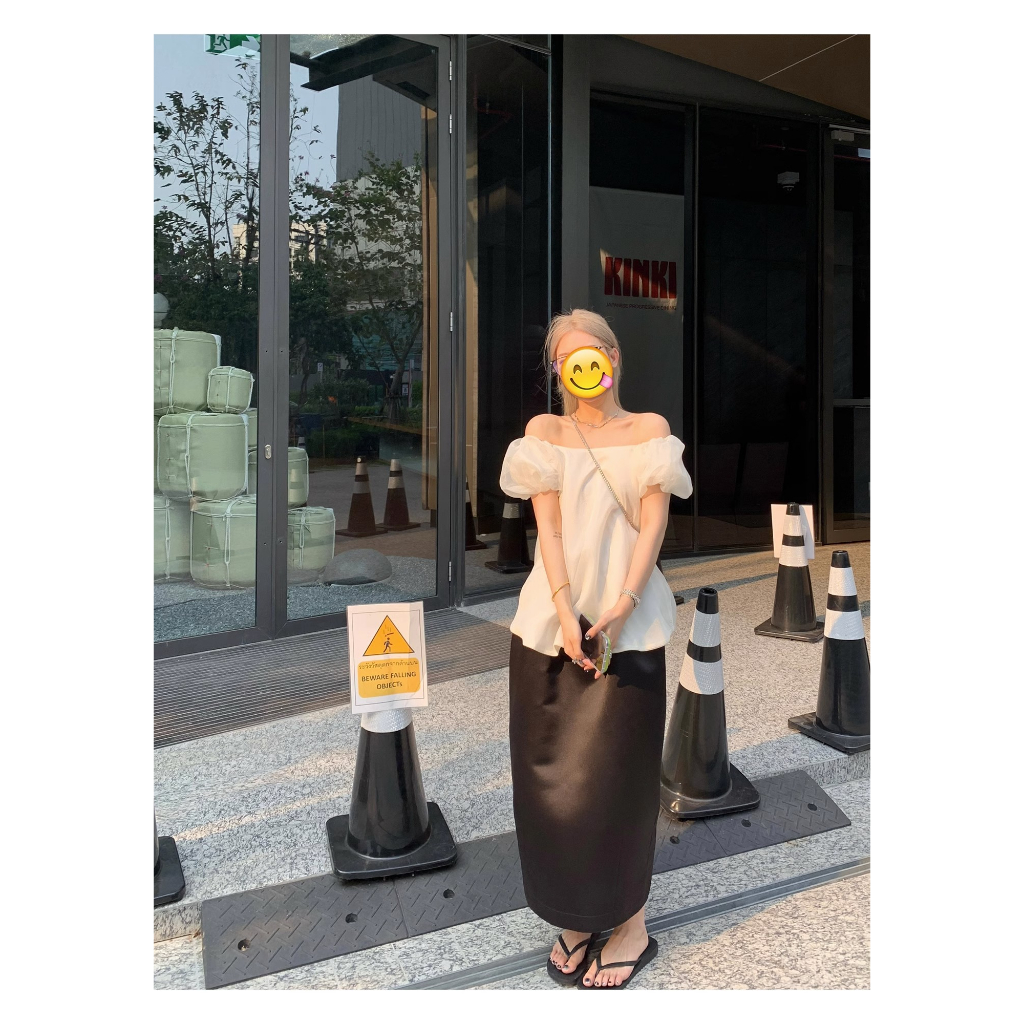 Áo Kiểu Trễ Vai Màu Trơn Phong Cách Pháp Thời Trang Cao Cấp Cho Nữ