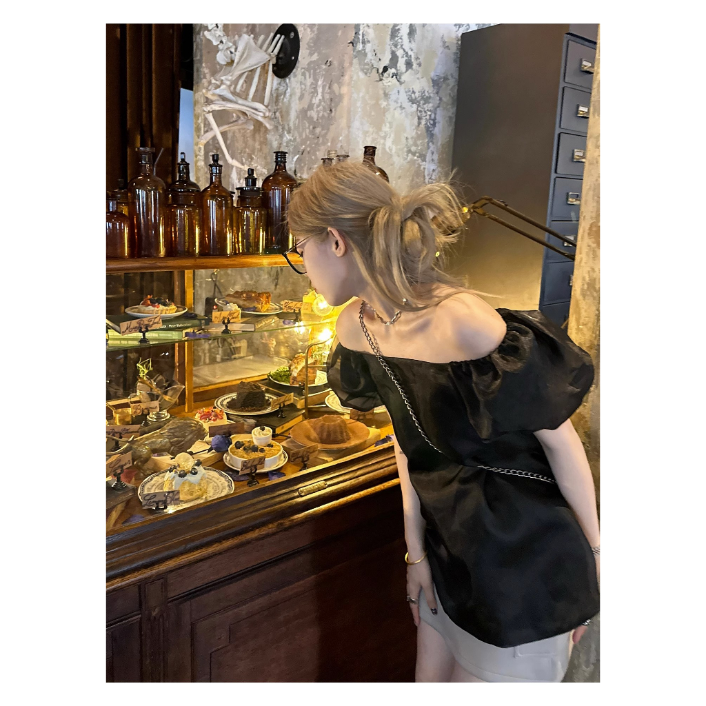 Áo Kiểu Trễ Vai Màu Trơn Phong Cách Pháp Thời Trang Cao Cấp Cho Nữ