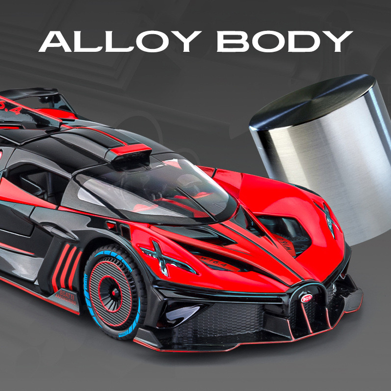 Mô Hình Xe Ô Tô Bugatti Bolide Siêu Nhẹ & Âm Thanh Bằng Hợp Kim 1: 24 Làm Quà Sinh Nhật Cho Bé Trai