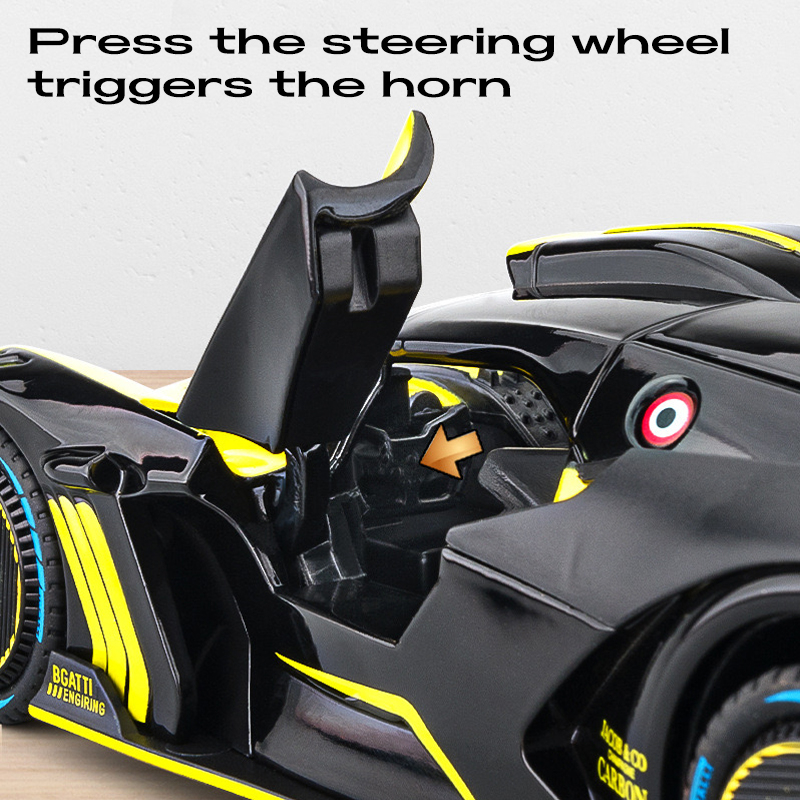 Mô Hình Xe Ô Tô Bugatti Bolide Siêu Nhẹ & Âm Thanh Bằng Hợp Kim 1: 24 Làm Quà Sinh Nhật Cho Bé Trai