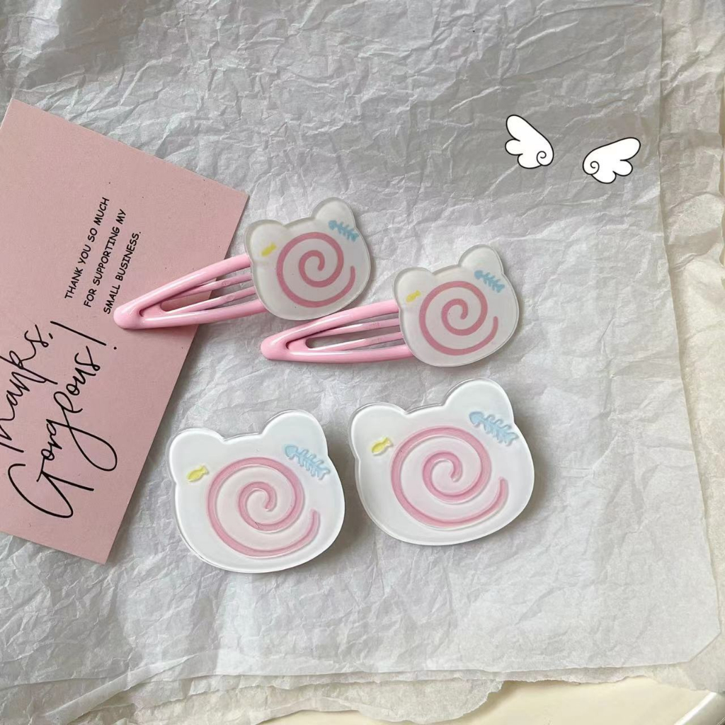 Kẹp Tóc Cá Nhỏ Hình Mèo Mặt to Ăn Cá Vui Nhộn Mềm Mại Trái Tim Dễ Thương Phong Cách Nhật Bản Cho Bé Gái