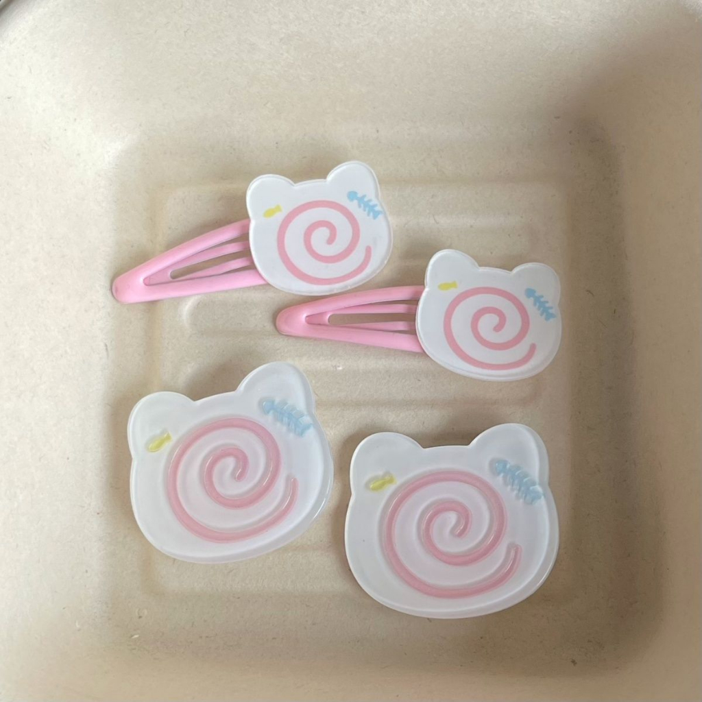 Kẹp Tóc Cá Nhỏ Hình Mèo Mặt to Ăn Cá Vui Nhộn Mềm Mại Trái Tim Dễ Thương Phong Cách Nhật Bản Cho Bé Gái