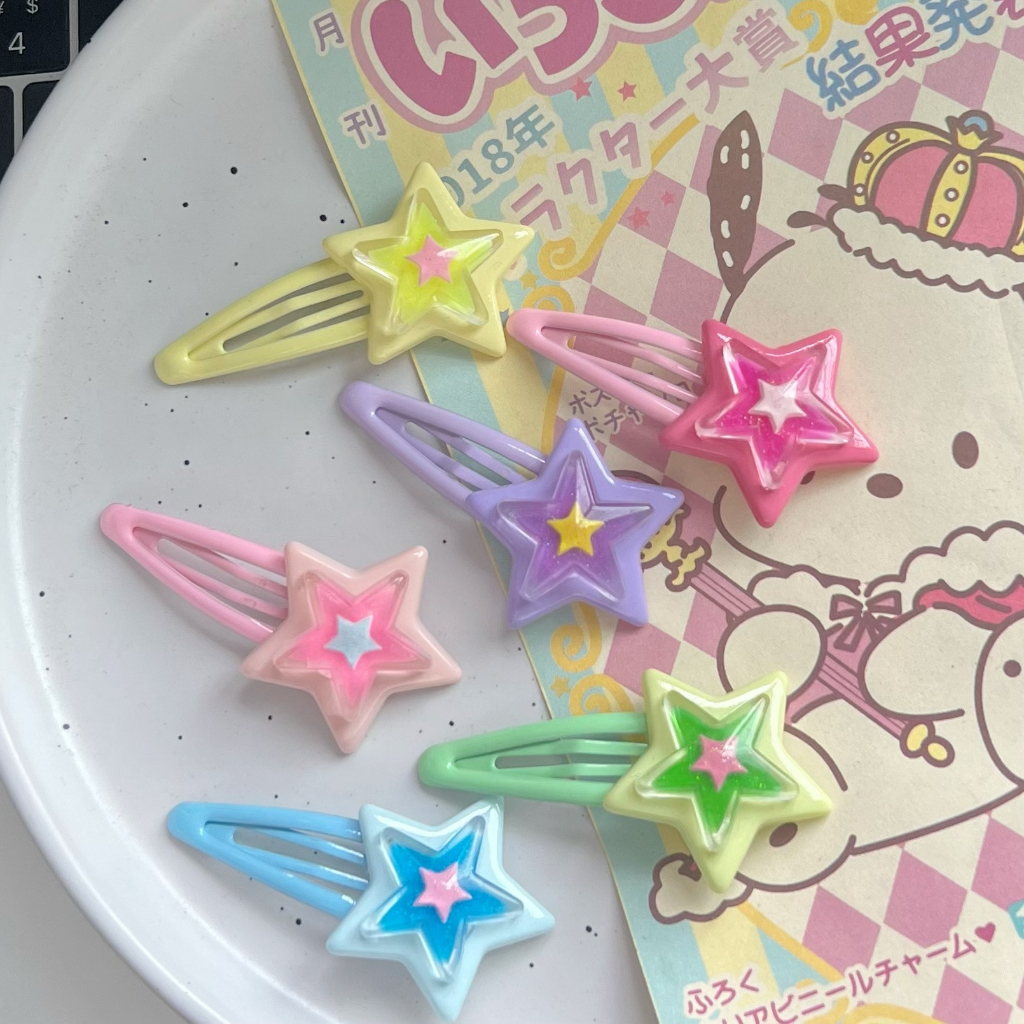 Kẹp Tóc bb y2k Hình Ngôi Sao Năm Cánh Màu Sắc Ngọt Ngào Cá Tính Dành Cho Nữ